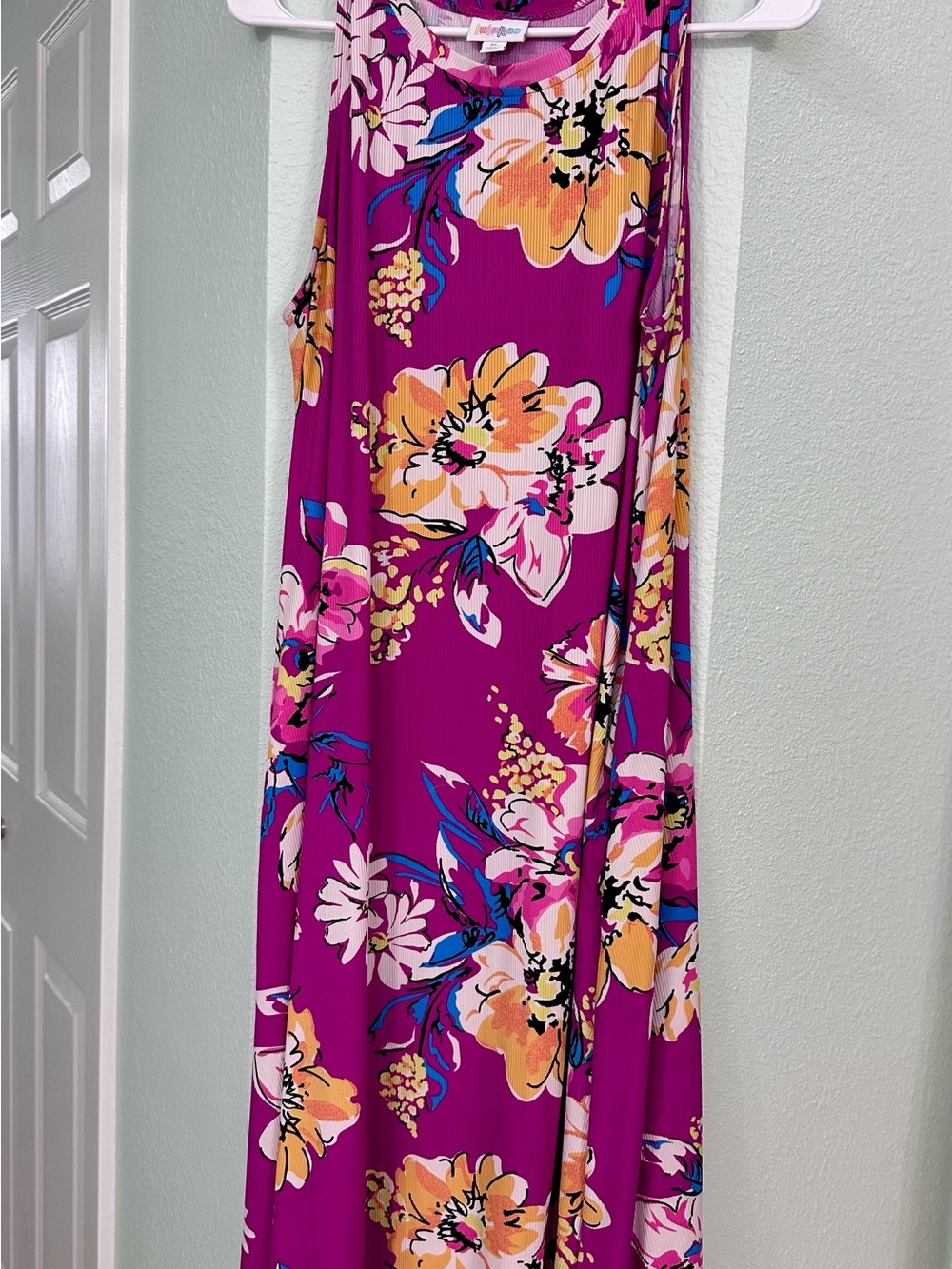 LuLaRoe Magenta Floral Midi Tank Dress